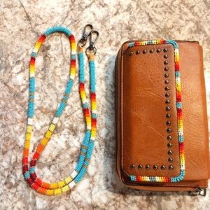Native american beaded cross body wallet